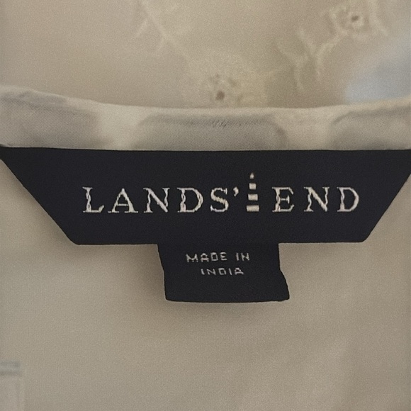 LANDS’ END White Tunic Dress Embroidered Beach Cover Up Swim Beach Vacation Sz M - Picture 6 of 7